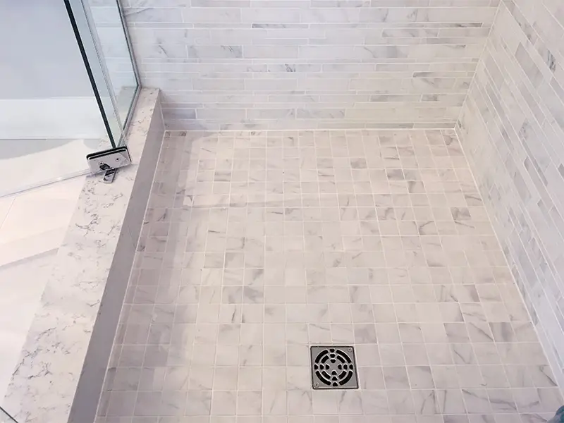 Photo of a bathroom tile floor
